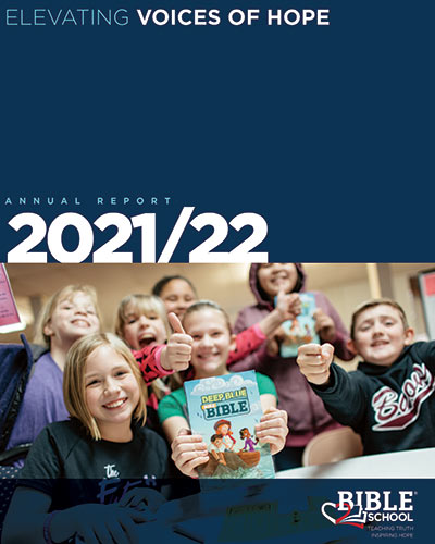 Bible2School 2021/22 Annual Report The cover of the 2021/22 Annual Report